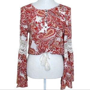 Kendall & Kylie Boho Paisley Crop Top Size S
